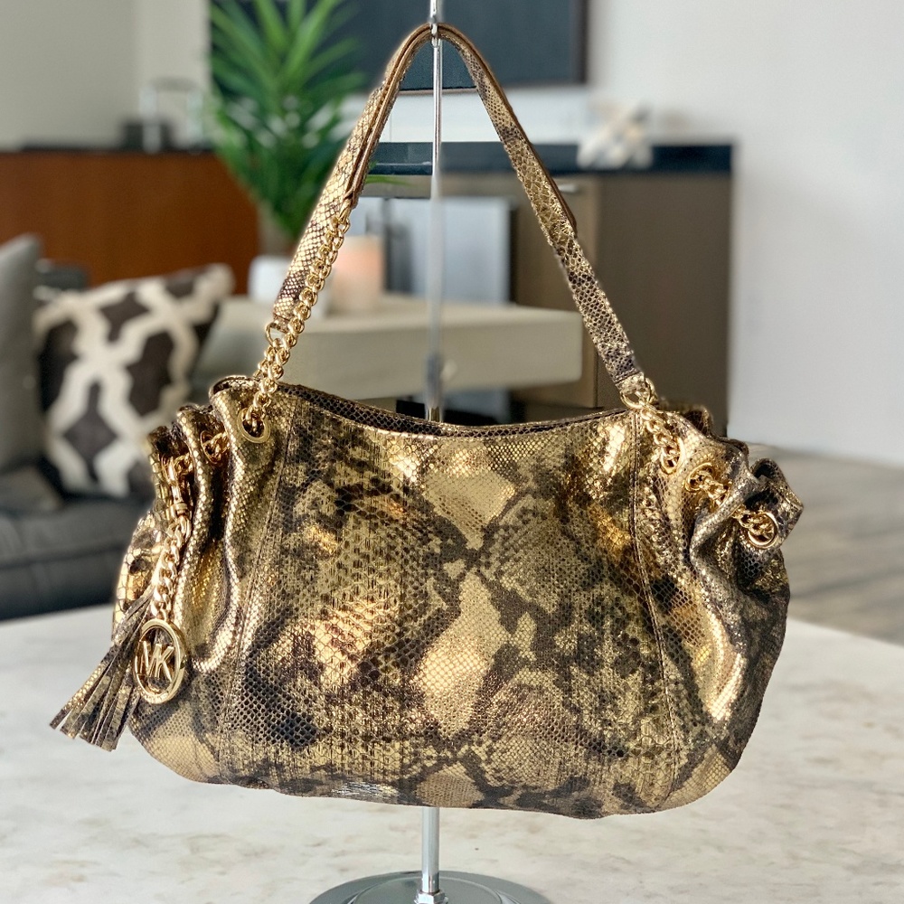 Michael Kors Metallic Gold Jet Chain Handbag
